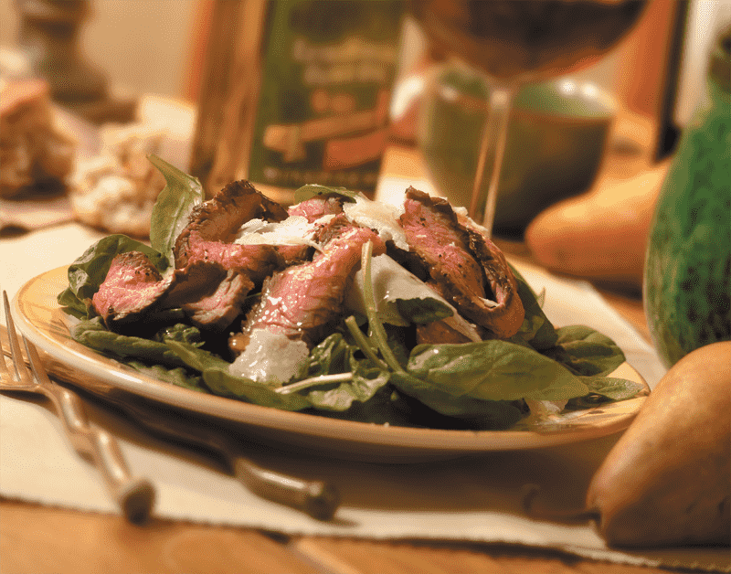 Bavette style carpaccio aux épinards